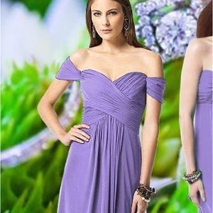 Dessy Collection Off-the-Shoulder Draped Chiffon Maxi Dress